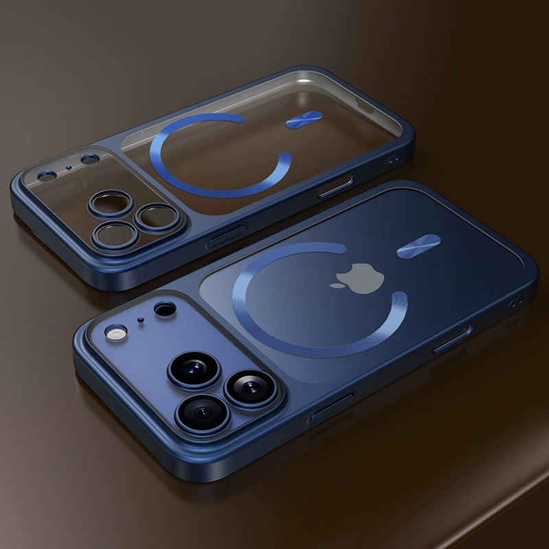 E-shop Handyhülle - Ultradünne Luxus Matte Galvanisierte Transparente Magnetische Kabellose Lade-Handyhülle für iPhone 17 Pro Max 17Pro mit