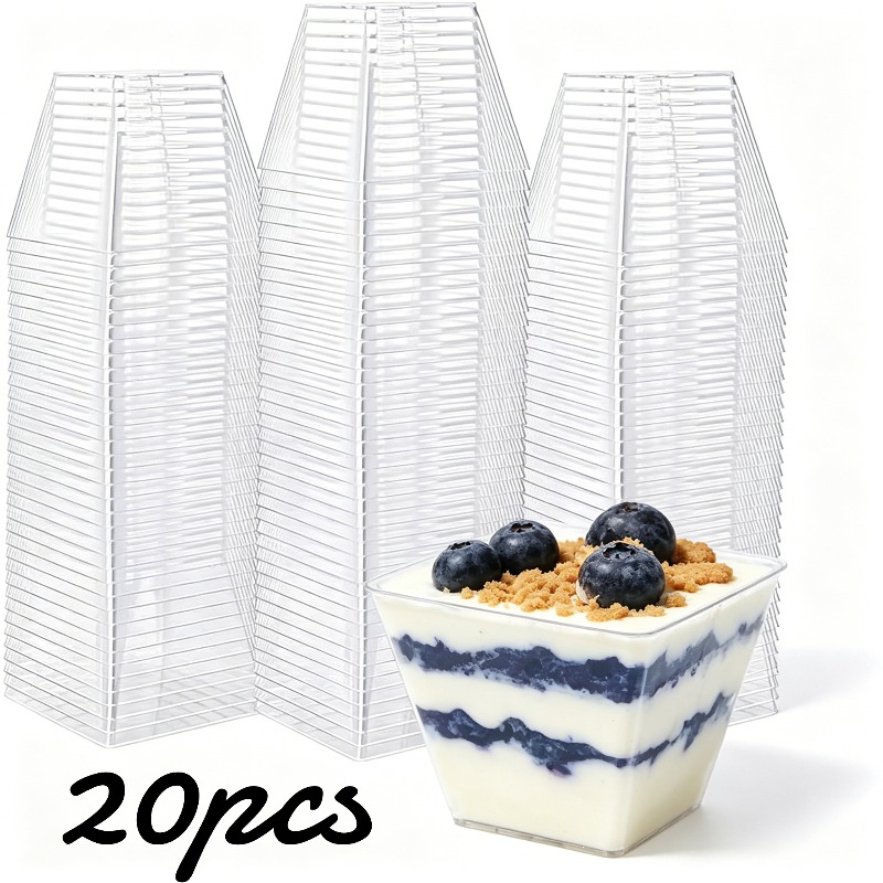 20pcs Stackable Clear Mini Cups – Space- Party Cups For Desserts, Snacks, Appetizers. Great For Weddings, Birthdays, Commercial Use. , Event Decor