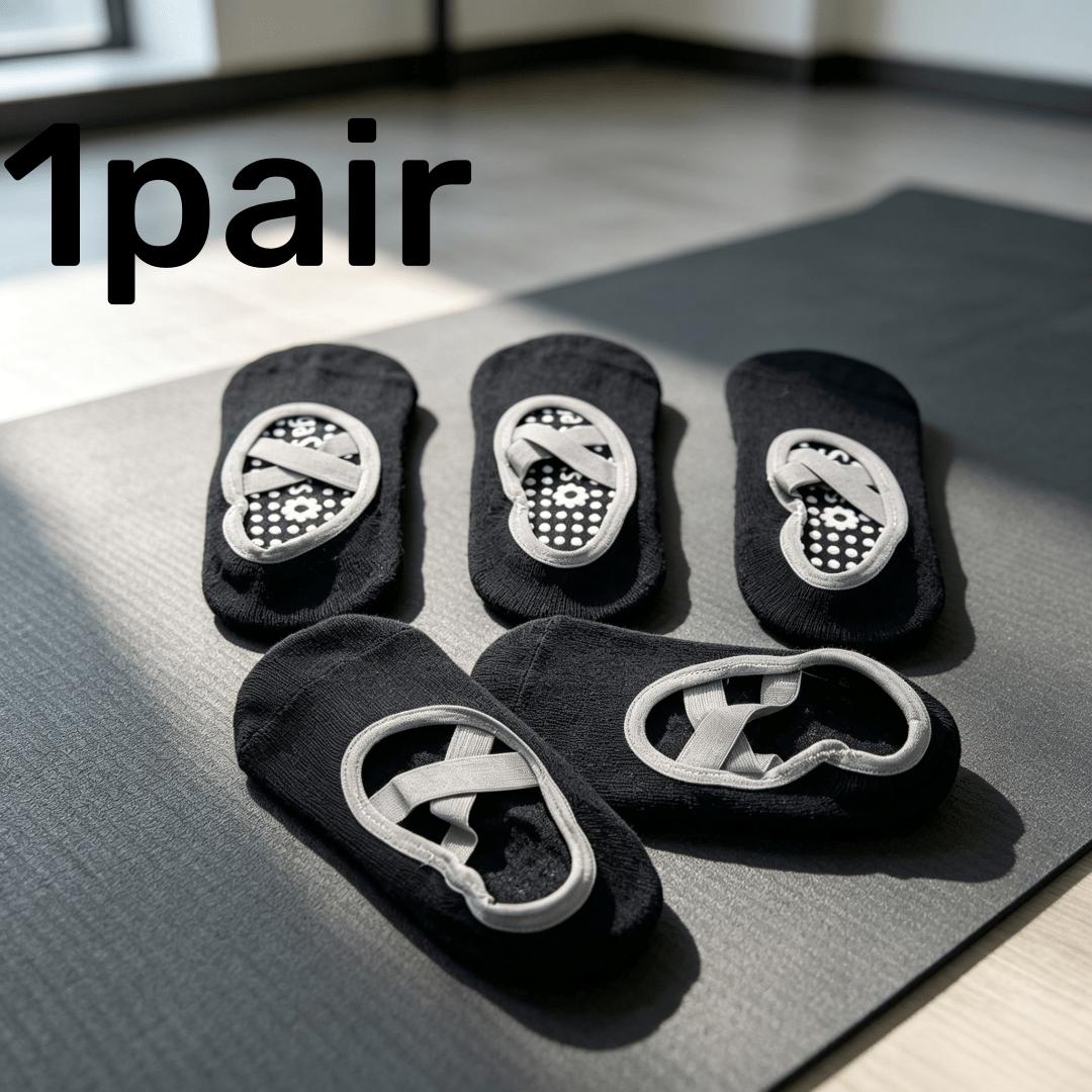 TEMU 1 Paire de Chaussettes de Yoga Antidérapantes pour Femme avec Lanières et Bande de Antidérapante sur la Semelle pour une Traction Améliorée.