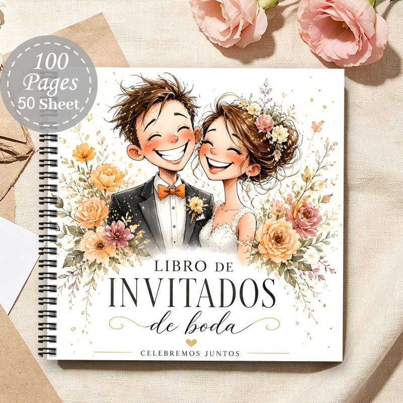 TEMU 1pc Libro de Visitas Estético Español para , Álbum de Recuerdos de Aniversario para , Libro de Mensajes de Registro de Regalo para de con