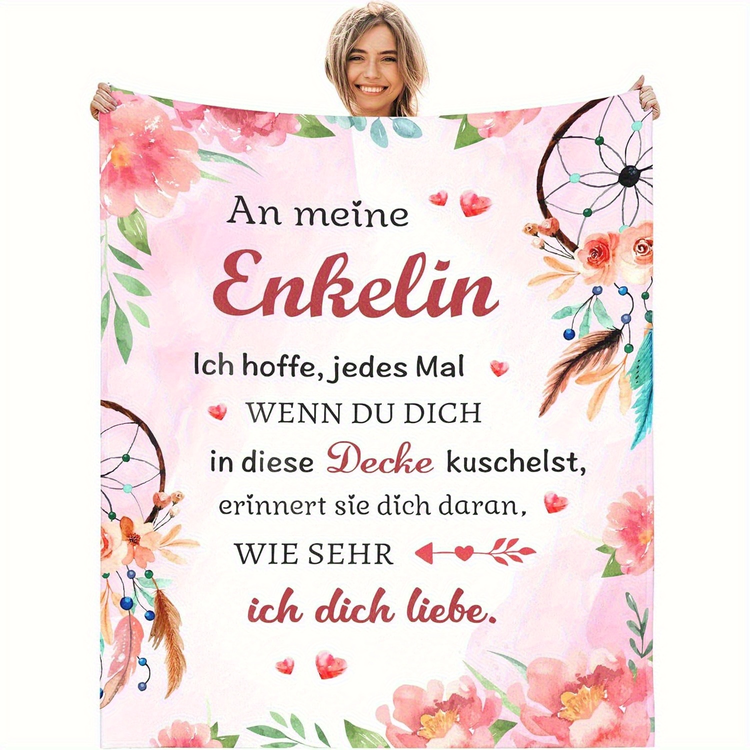 Image of 2d Flat 1pc Flannel Blanket German Style Fleece Shawl Blanket An Ideal Birthday Or Holiday Gift For Your Granddaughter Comfortable For Machine Washable Fleece Blanket Adorable Throw