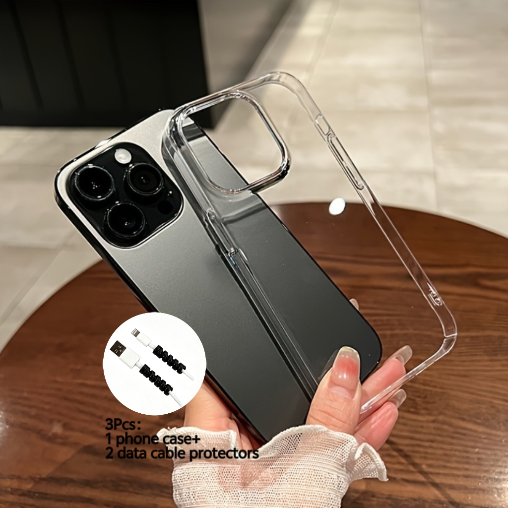TEMU para Teléfono - 3 piezas: 1 para teléfono y 2 piezas de regalo (2 protectores de cable de ), cubierta original transparente para teléfono, para