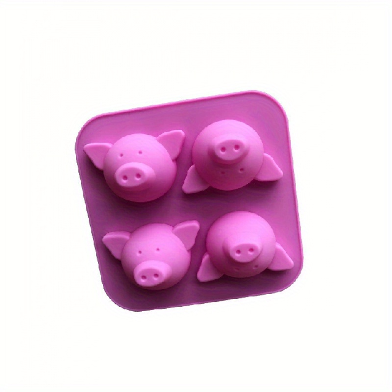 Image of 1pc For Silicone Molds, Cake Molds, Chocolate Molds, Baking Molds. 4pcs Cartoon Pig Head Silicone Mooncake Molds, Baking Silicone Cake Molds, Molds