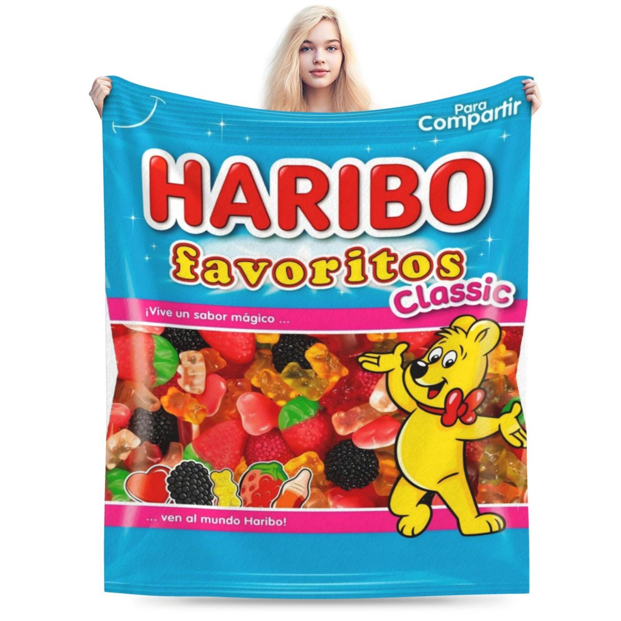 

1pc Haribo Flannel Fleece Blanket - , , For Sofa, Bed, , , Office Chair - Blanket, , , 100% , Multiple