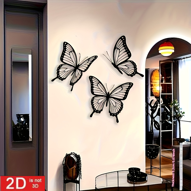 TEMU 2d Flat, A Set Of -shaped Wall Decor, Featuring Butterflies With Elegantly , Suitable For Metal Iron Wall Hangings In Bedrooms And Living Rooms