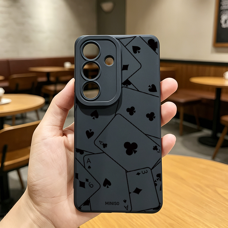 TEMU Phone Case: Miniso Phone Case With Poker Card Pattern Suitable For For Galaxy S22 S23 Ultra S24 S24 S25 Fes 25edge S26ultra Minimalist All