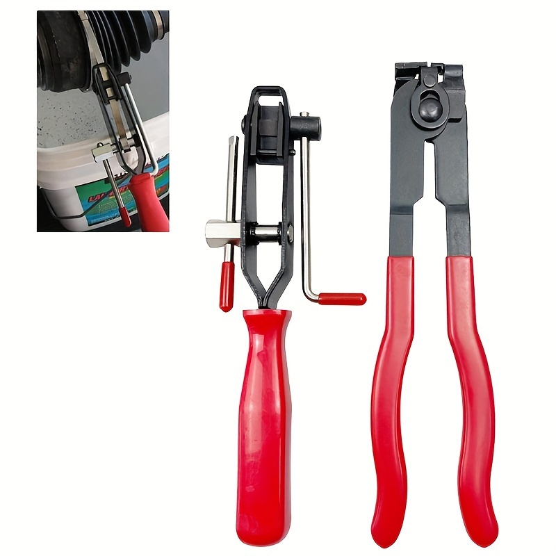 Image of 2pcs/set Cv Joint Boot Clamp Pliers Set, Automotive Cv Boot Clamp Tool Set, Hose Clamp Pliers And Ear Clamp Pliers Kit For Most Vehicles (red)