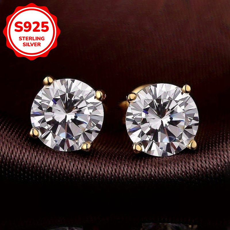Women's 925 Silver Elegant Synthetic Zircon Stud Earrings