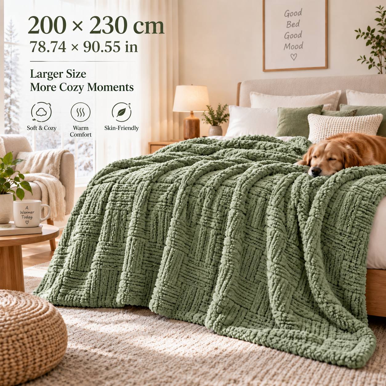 TEMU Soft Thick Geometric Plush Blanket, Reversible Warm Cozy Throw Blanket For Sofa, Couch & Bed, Textured Home Blanket For Bedroom And Living Room,