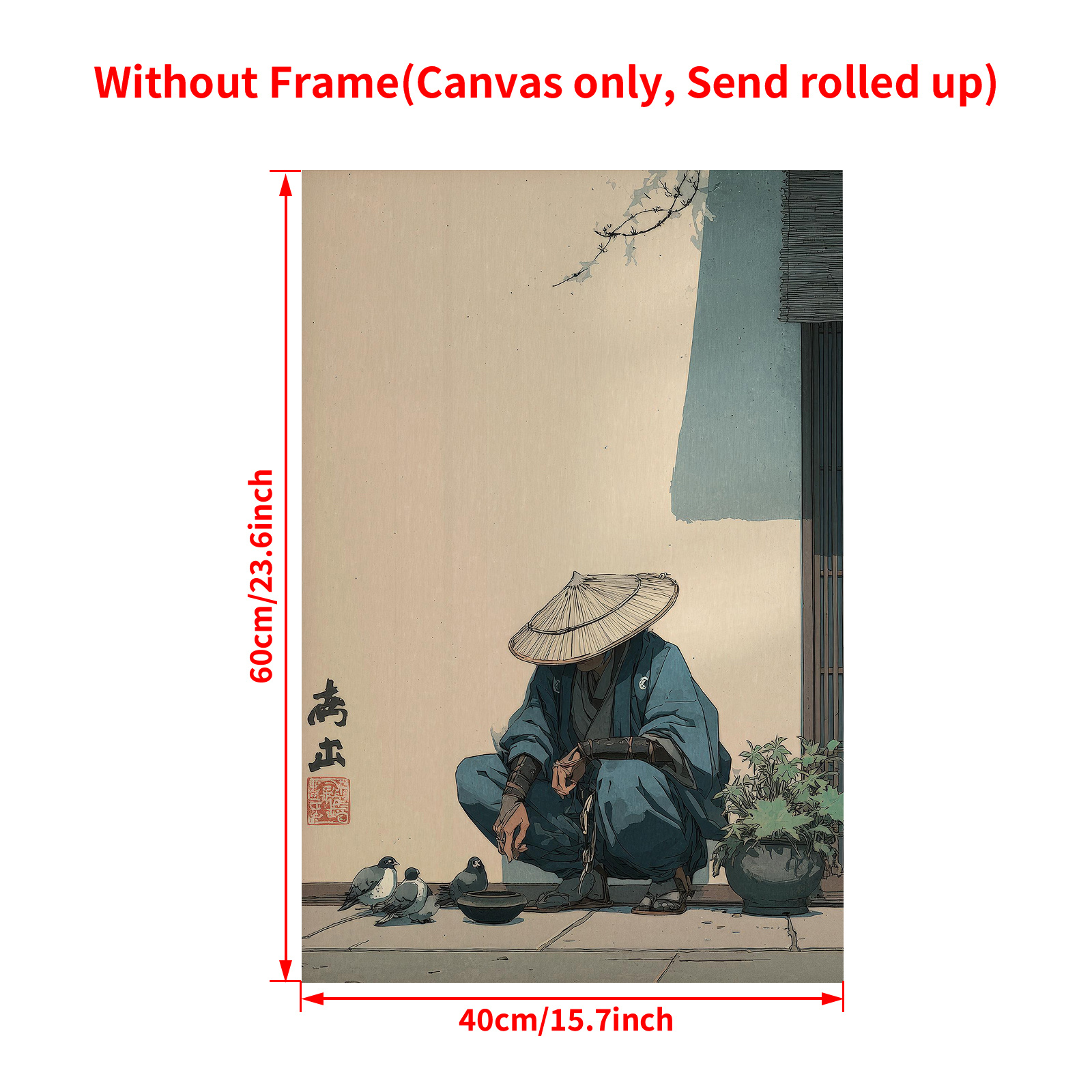 TEMU 2d Flat, 1pc Japanese Poster - Vertical - Warrior Wall Art, Traditional Edo Suitable For Bedroom, Living Room, Kitchen Decor, Frameless Canvas