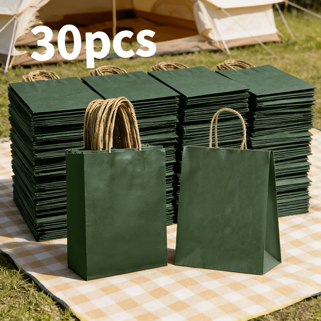 TEMU Ensemble de 30 sacs cadeaux en papier de qualité supérieure, avec des poignées en papier robustes, sacs de courses pliables et réutilisables