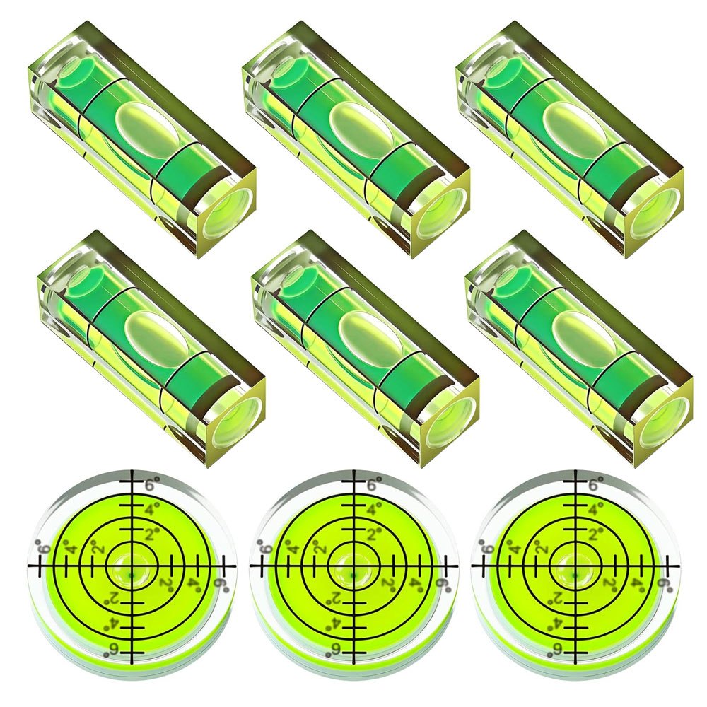 2pcs/ 9pcs Small Bubble Spirit Level, Mini Magnetic Square Drill Bubble Levels, Circular Spirit Measuring Tool For Leveling , Camera, Turntable, Tripod, Frame, Drill, 10x10x29mm, 32x7mm