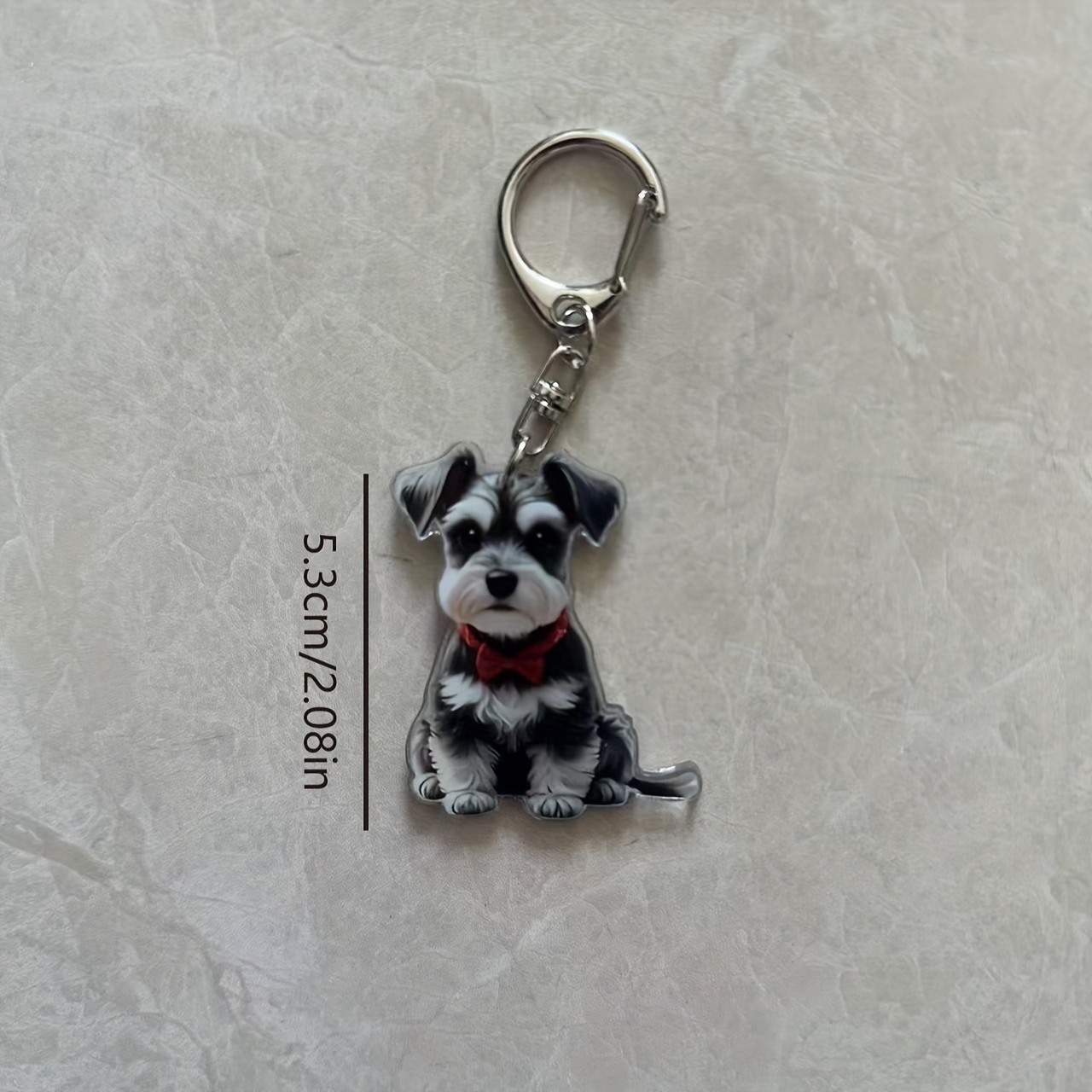 TEMU [2d Flat] [2d Flat] 1pc 2d Flat Acrylic Schnauzer Dog Keychain - ', Ideal For Thanksgiving, Christmas, Halloween - With Lobster Clasp