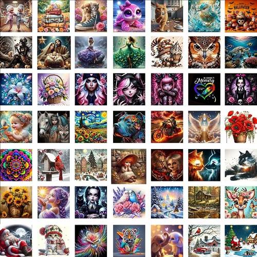 100pcs of random items 1 diy framed diamond painting set circular collection beginners to relax and create ideal as a birthday or holiday surprise gift featuring designs with animal and nature themes