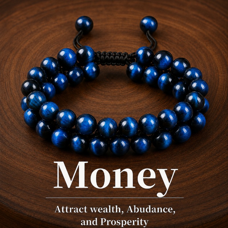 TEMU Bracelet double en œil de tigre bleu , taille réglable, design unisexe, adapté au port , à diverses activités et aux . Un cadeau pour Noël,