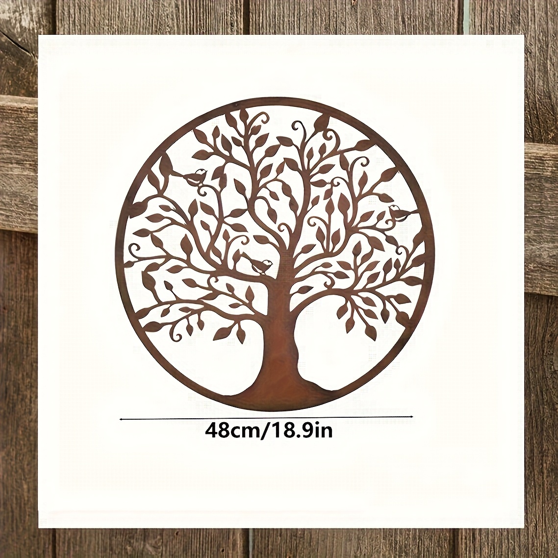 TEMU 1pc Large Rust-colored Tree Of Life Metal Wall Art - 18.9-inch Iron Decorative Wall Hanging, Suitable For Living Room, Weddings, Christmas,