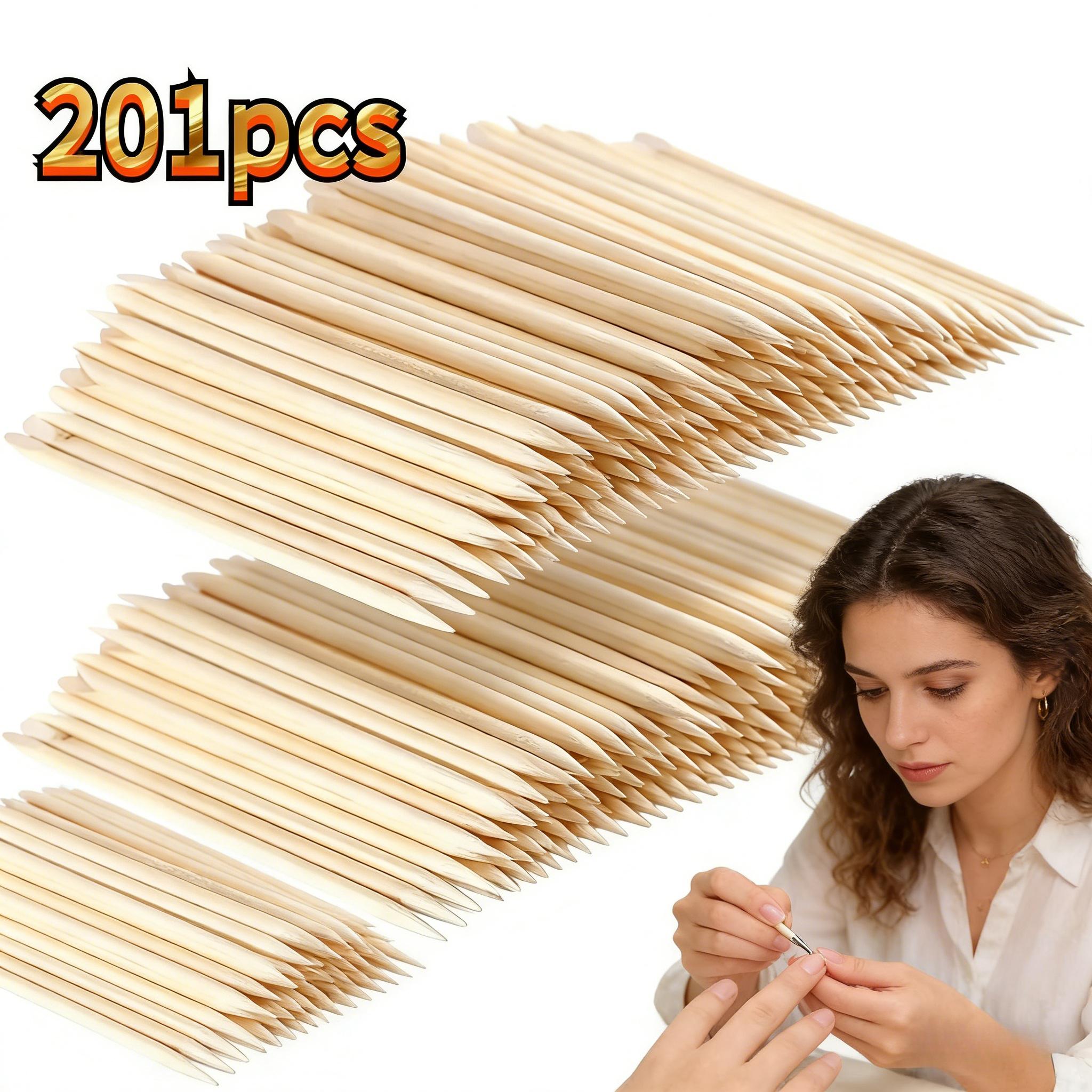 TEMU 201 Bâtonnets à Ongles en Bois Orange - Pousse-Cuticules et Double Face, Outil de Manucure et Pédicure Multifonctionnel, Bâton à Ongles