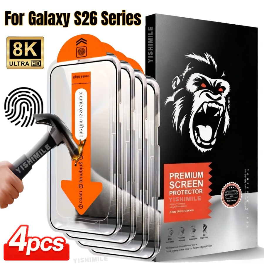 TEMU 4 Pack Dust- Tempered Glass Screen Protector, Suitable For Galaxy S22 5g/s22  5g/s23/s23 /s24/s25/s26/plus/ultra/s25 Edge/s25 Fe Series, ,
