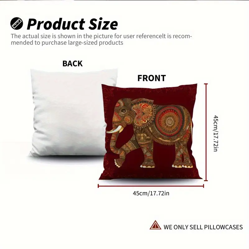 4pcs indian floral elephant pattern pillowcase soft fashion decorative outdoor living room sofa cushion cover suitable for bedroom home party decoration without filling machine washable 14x14 16x16 18x18 20x20inch Product details 4