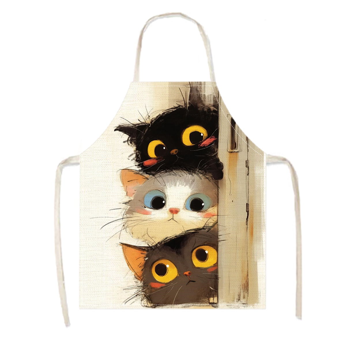 TEMU 1pc Cartoon Cat Peek-a-boo Print Kitchen Apron, Stylish Cooking Decorative Party Apron, Fashionable Housework Kitchen Home Workwear, Kitchen