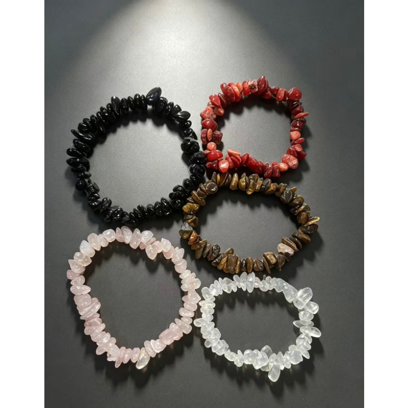 Natural Crystal Chip Bead Stretch Bracelet, Unisex