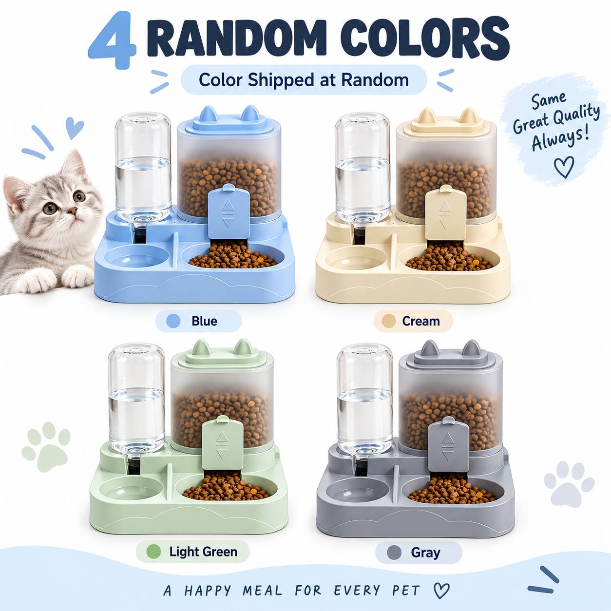 TEMU 2-in-1 Large Capacity Compact Automatic Cat Feeder And Water Dispenser - Dry And Wet Separation, Durable Plastic, , Ideal For Indoor Pet