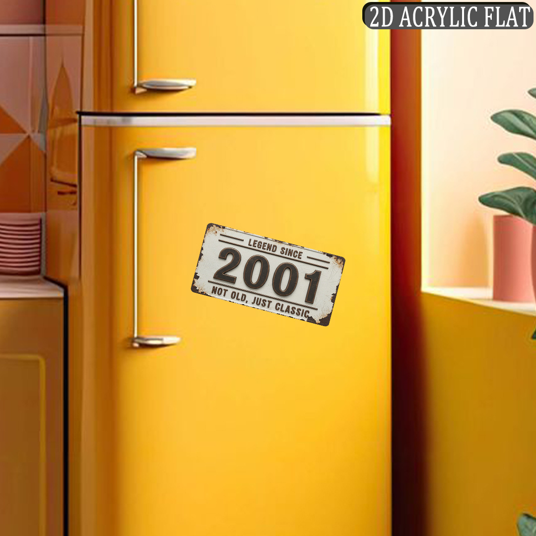 un magnete da frigorifero in acrilico   used da parte del 2001,   per la decorazione  , bar, portico o  . questo adesivo magnetico stampato in 2d è parte di una     e misura 3.15 pollici per 1.57 pollici.