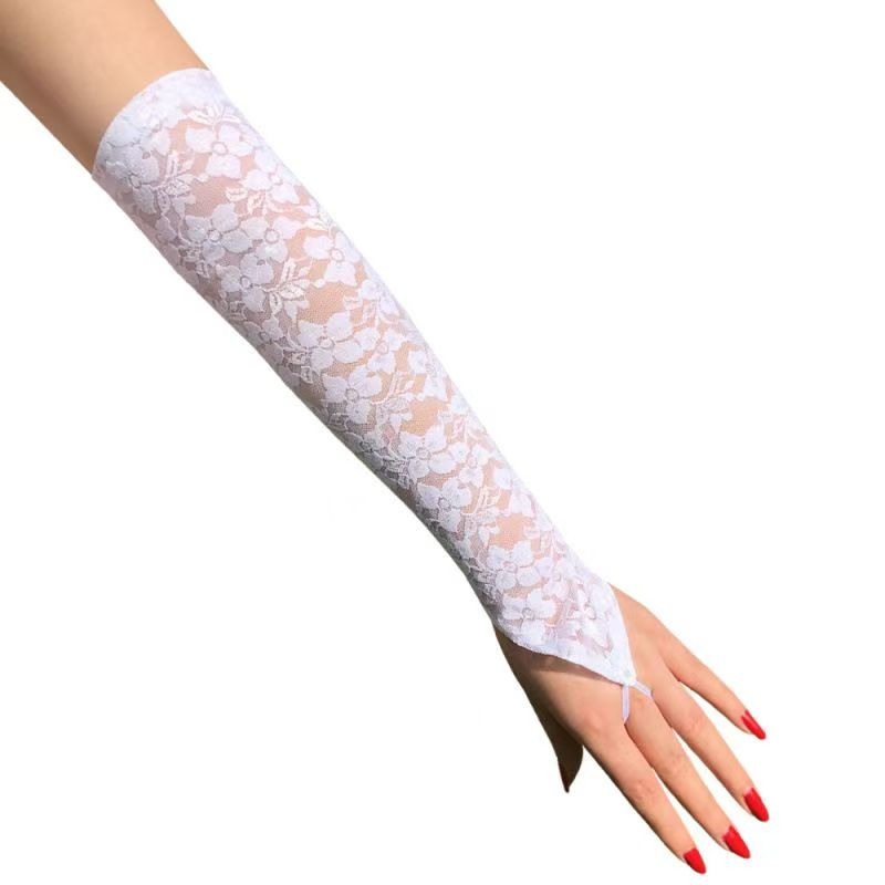TEMU 1 Paire de Gants en Dentelle Brodée Ajourés Femme Manches Fines de Bras Boîte de Nuit Sexy Ajouts Cosplay Gants