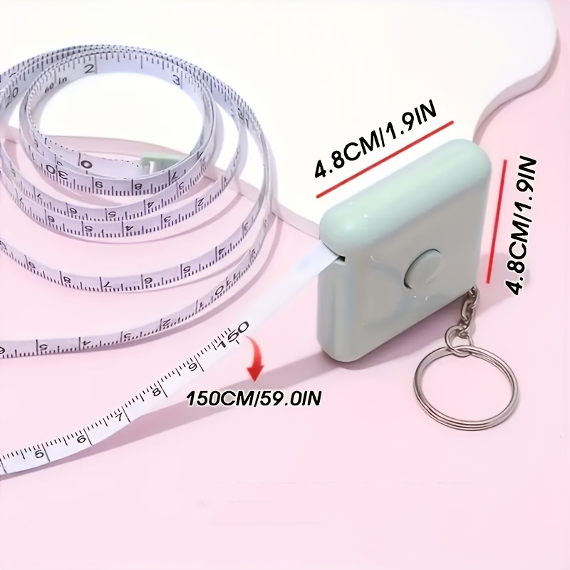 1pc compact square keychain measuring 59 05 inches in length with an automatic telescopic feature a mini tape measure for clothing and body measurements a portable measuring tape a   item a holiday gift