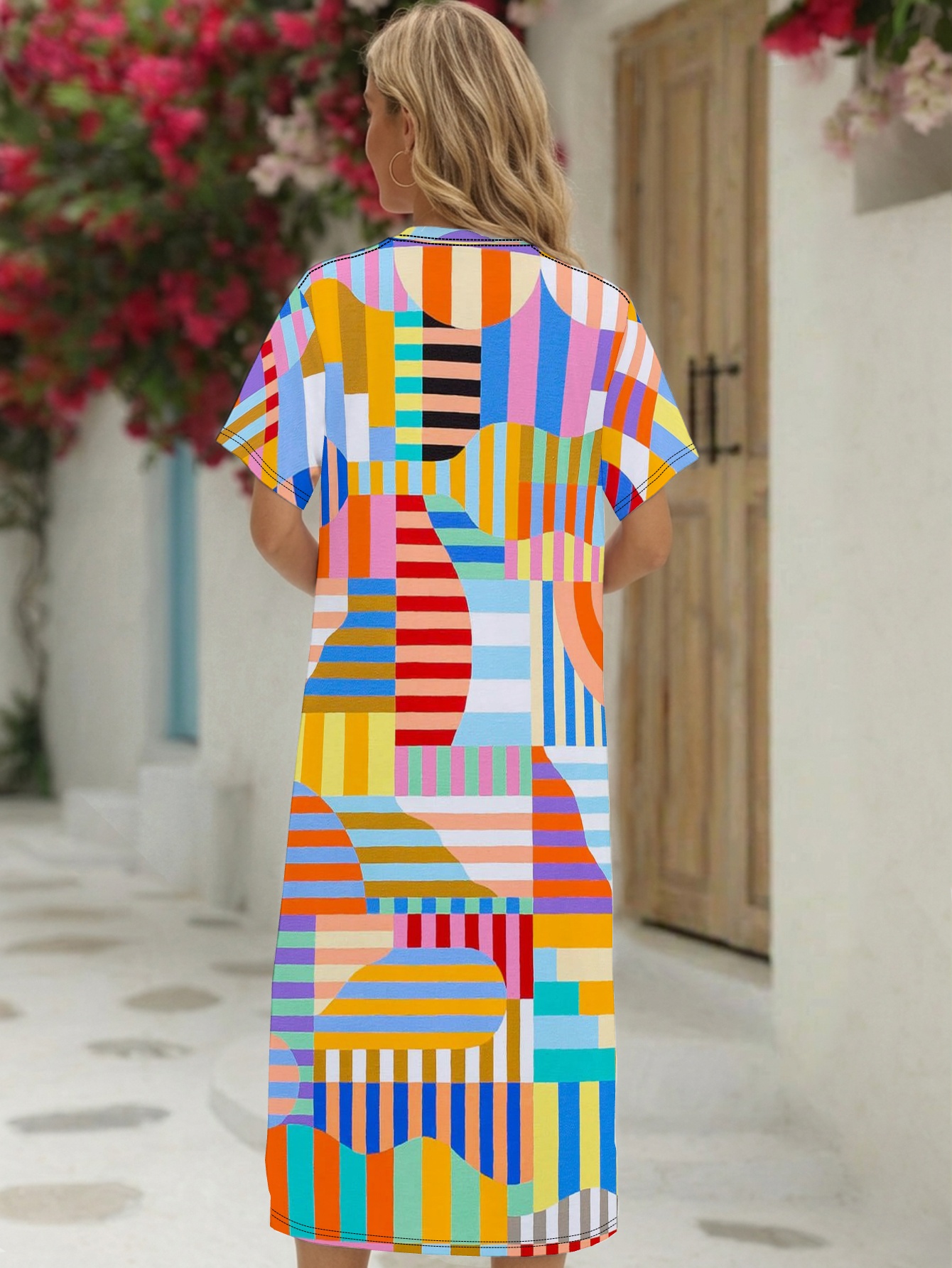 abstract     lijnen standaard formaat dames t-shirt rok