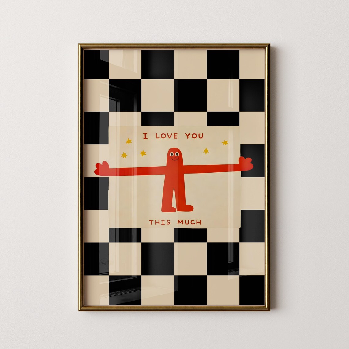 TEMU 2d Flat, Modern French Retro "i Love You This Much" Wall Art Poster - Minimalist Horizontal Frameless Suitable For Bedroom,, Dorm Decor - French