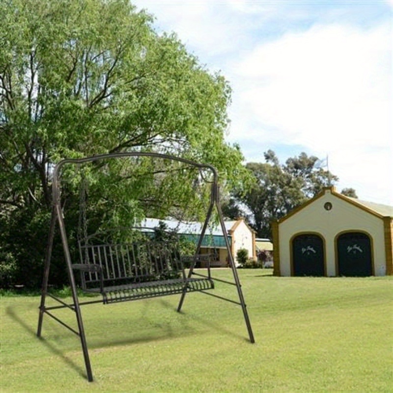 Bonnlo Metal Patio Porch Swing, 660 LBS Weight Capacity, Suitable for Two-Person, for Outdoors, Gardens and Yards, Black