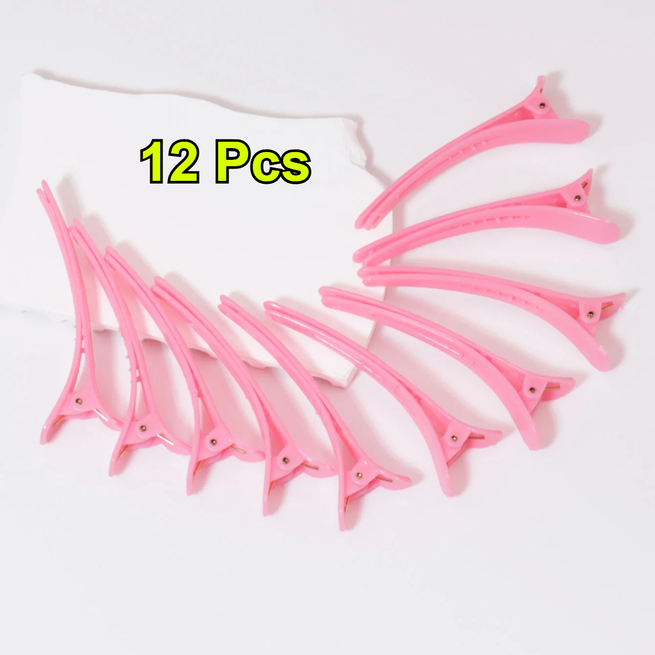 Set Of 12 Lightweight Pink Duckbill Clips, Designed With Gentle Anti-slip Grips For Styling Fine And Thin Hair, Perfect For Hairdressing Tasks Like Coloring, Braiding, And Haircuts