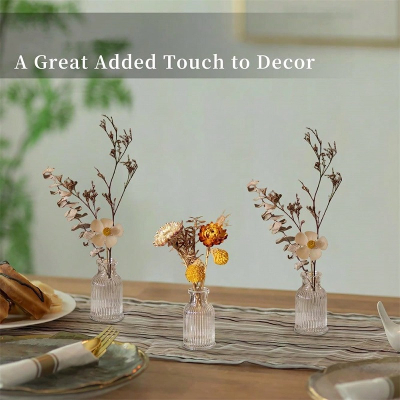Image of 3/5pcs Glass Bud Vases For Centerpiece Clear Small Mini Flower Vase Set Wedding Party Decorations - 2.95" Cute Bulk Table Centerpieces For Modern Boho Bridal Shower Florist Decor