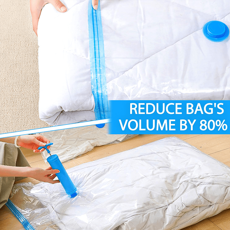 5pcs Vacuum Storage Bag Set with Manual Pump, Durable and Space-Saving