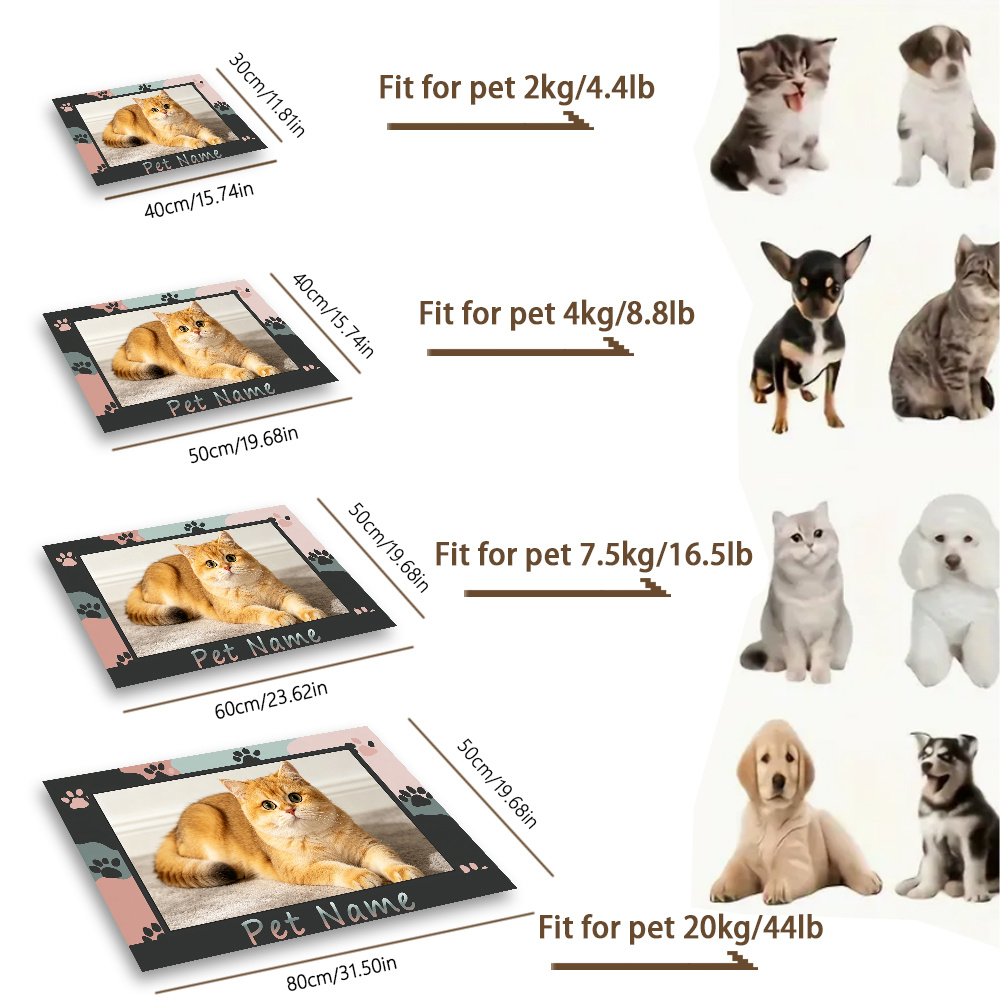 TEMU 1pc Personalized Custom Pet Mat - Custom Pet Feeding Mat With Name, Dog Food Mat, Cat Food Mat, For Home Pet Feeding Training And Drinking Water