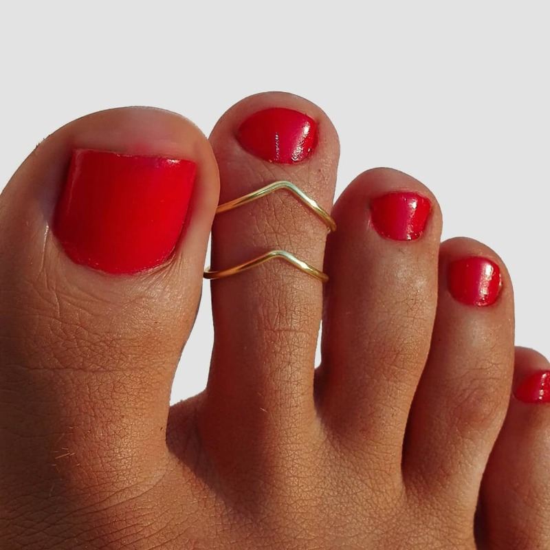 1pc Minimalist Double-layer Letter V-shaped Fashion Style Golden Copper Women's Foot Ring Beach Vacation Party Summer
