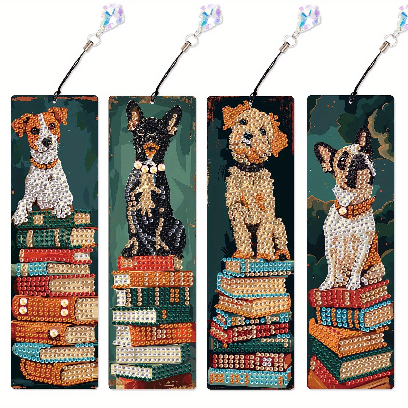 

4pcs Painting Kit Bookmark, Book Puppy Diy Art Gift Diamond Pendant Bookmark For Reading Lovers, Used As A Gift For Your Friends