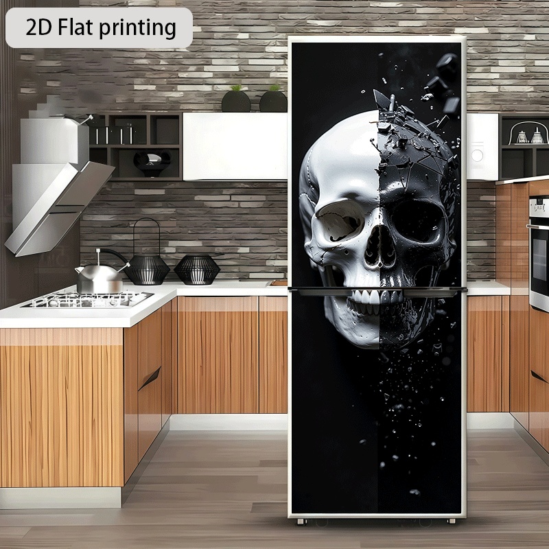 2d Flat Printing 1pc Refrigerator Sticker 60×180cm Themed Design Wall Decal Self-adhesive Wallpaper Suitable For Cabinets And Wardrobes, Modern Kitchen Decor Home Sticker, 2d Flat
