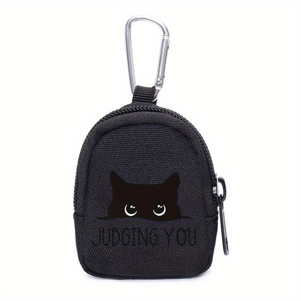 E-shop 1 Stück Neugierige Schwarze Katze mit Worten, die dich still beurteilen – Geldbörse mit Schlüsselanhänger, Kompakte Münzbörse für Männer,