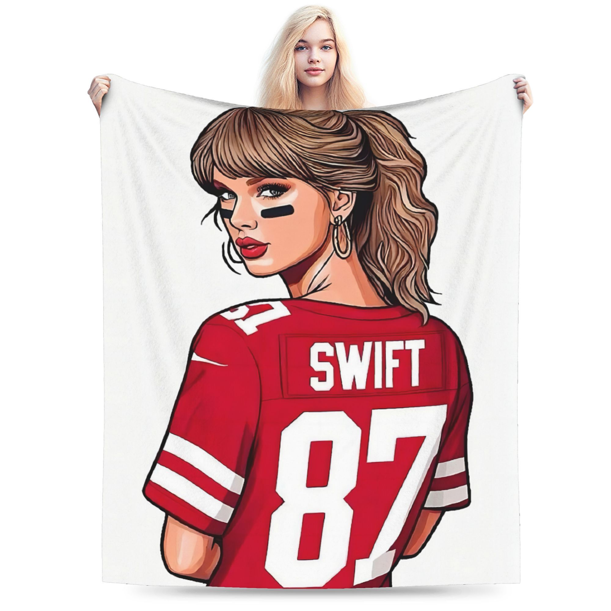 

1pc Swift-inspired Anime Flannel Throw Blanket - , , Knit Fabric, , 250-300gsm, For Living Room, Office, Sofa Decor, Travel - Home Decor Accessory