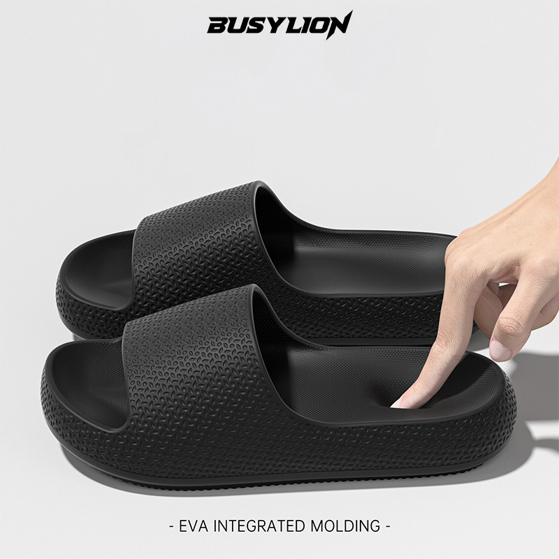 Image of Women's Slippers, Textured Thick-soled Single-strap Slippers, Easy Solid Color Flip-flops. Women' Casual Slippers, Beach Vacation Flip-flops, Women Shoes