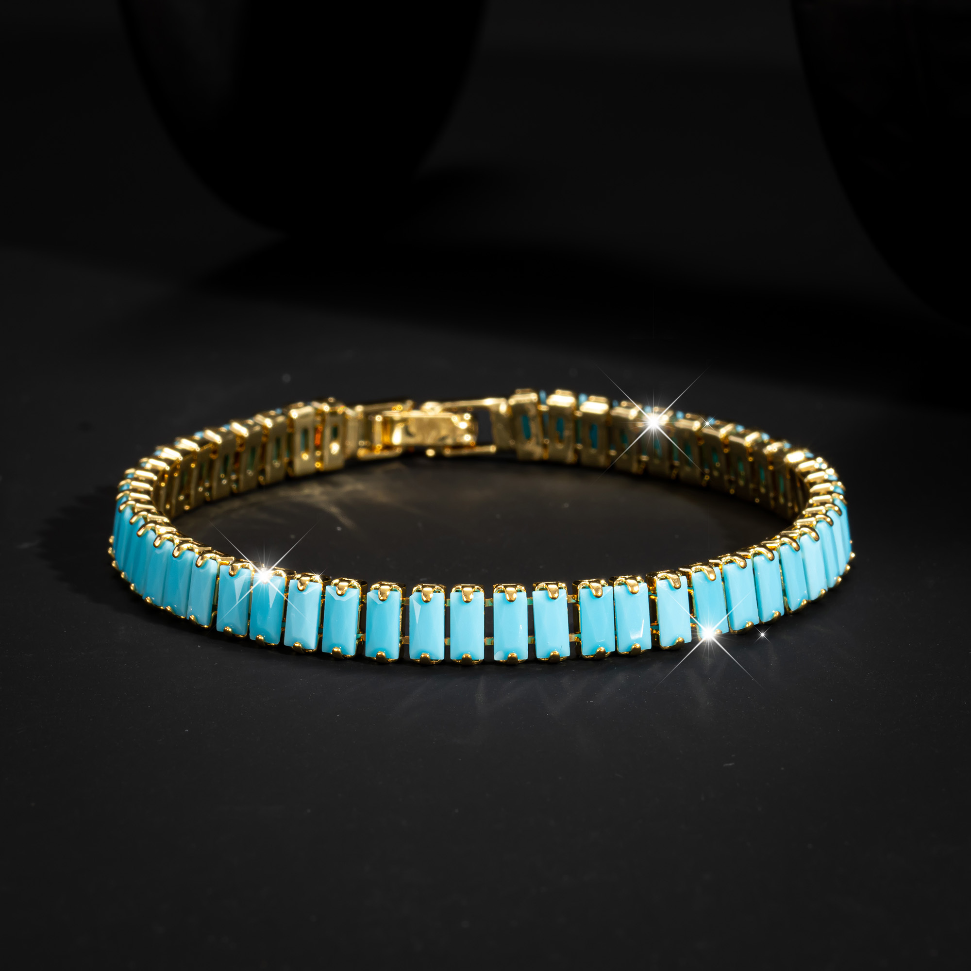E-shop 1 Stück Unisex Modisches Rechteckiges Tennis-Armband, Eleganter Bohemian-Stil Armreif, Hypoallergen Oxidationsbeständiges Kupfer, Geeignet für