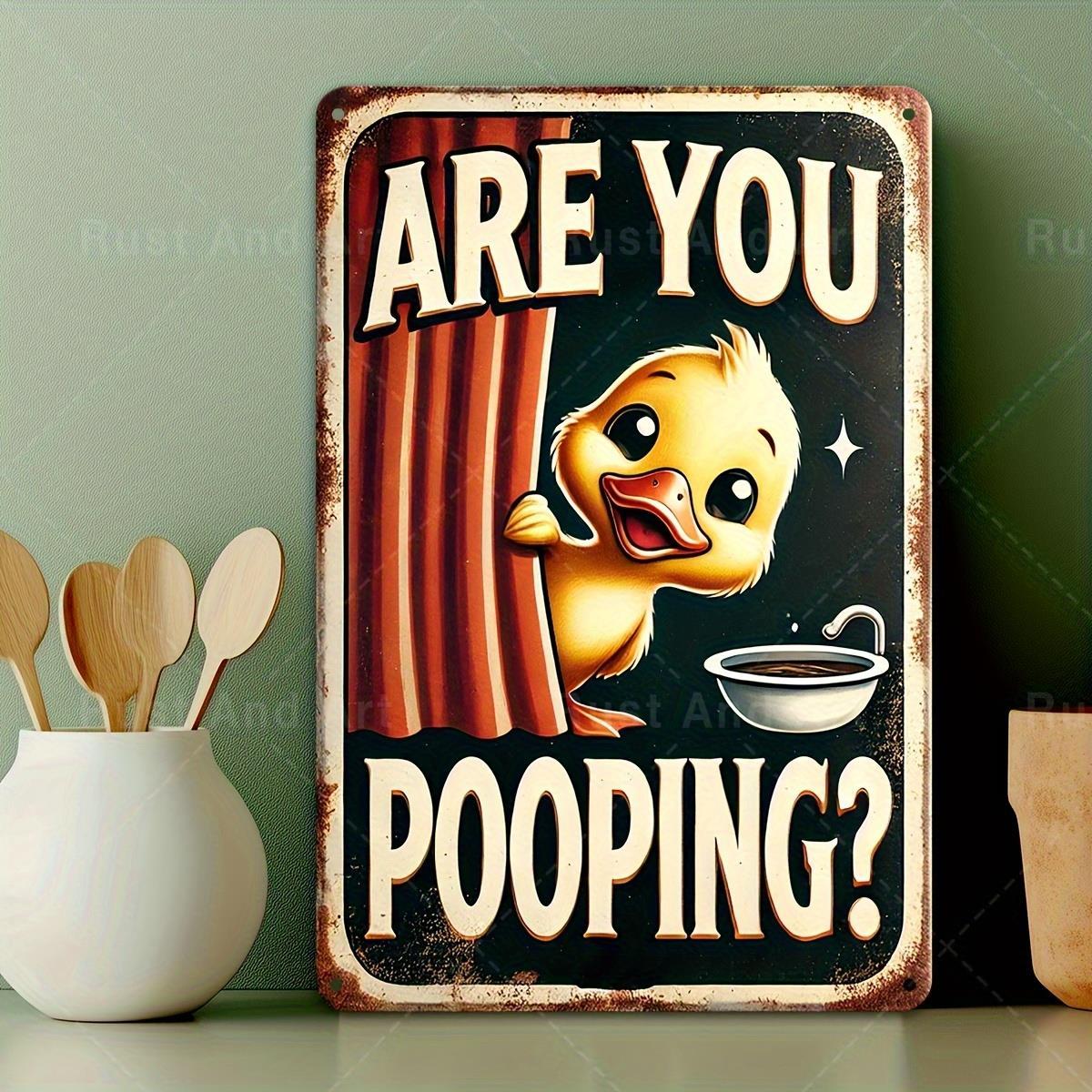 TEMU 2d Flat - Vintage-style Humorous Metal Sign In 2d Flat Design - Are You Pooping? Retro Wall Decoration Suitable For Home, Bar, Café, Garage, Or
