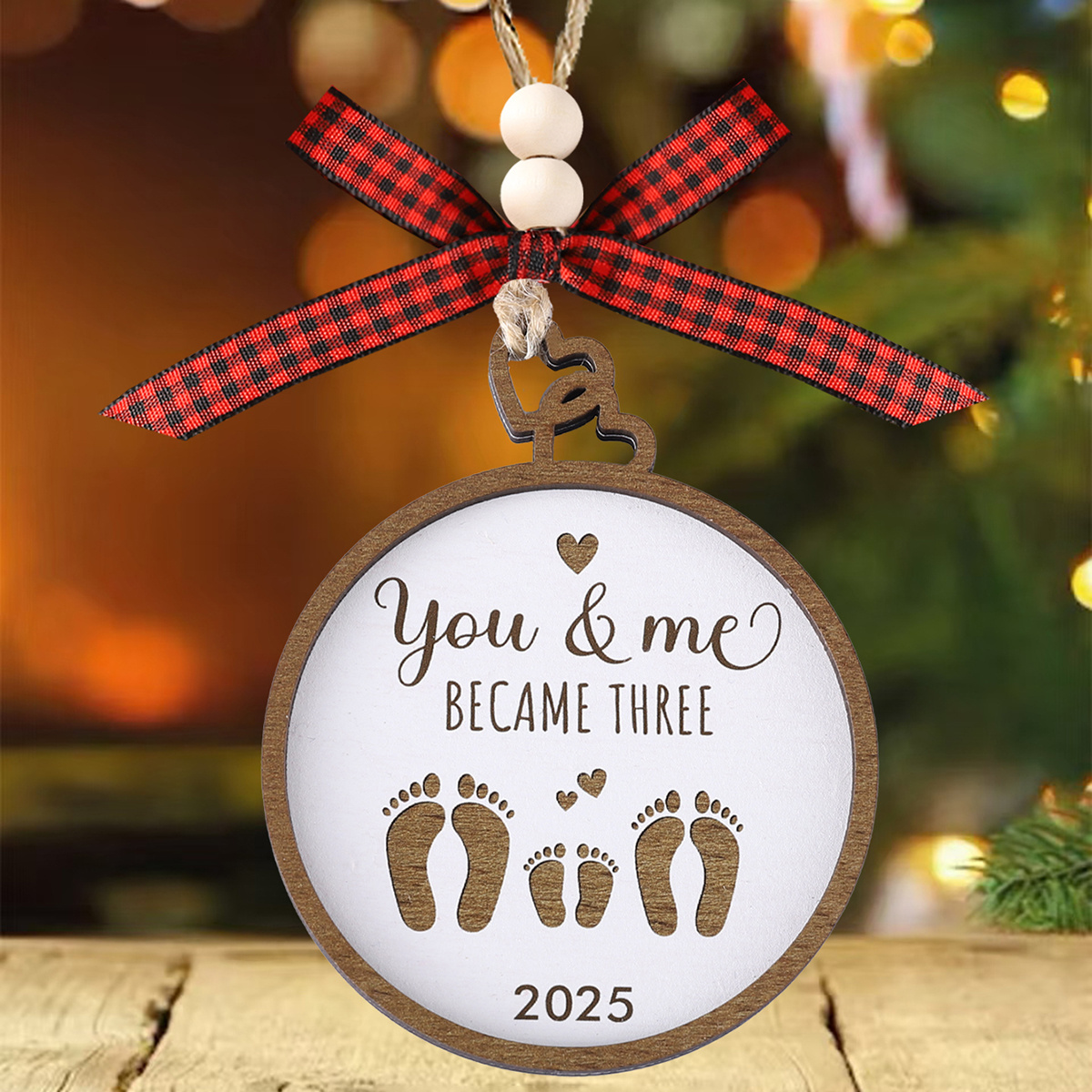 TEMU 3 2025, Footprint Christmas , Wooden Christmas Tree Hanging Ornament, Christmas Home Party Ornaments, Newborn Gifts Christmas Decor, New Parents