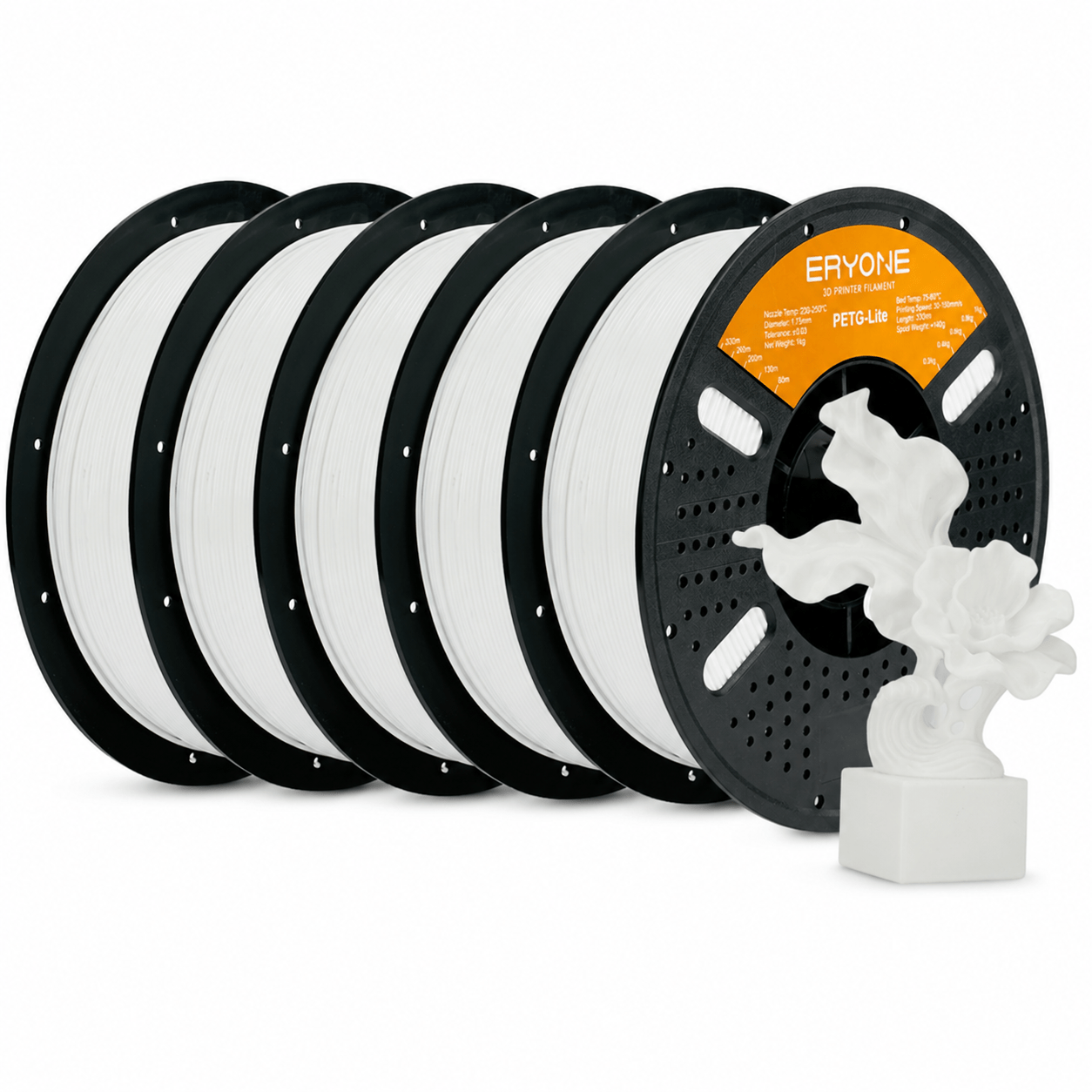 5 Rolls (5kg Total) Eryone Petg Lite 3d Printer Filament - Suitable For Fff/fdm 3d Printers, Smooth Feeding & Strong Layer , Durable Petg Material For Hobbyists, Professionals, & Commercial Use
