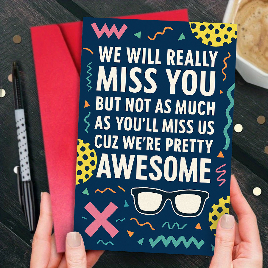 TEMU 1pc Funny Leaving Party Card - Coworker Going Away Gift With Funny Saying " Really As Much 'll Miss Us" - Office Farewell Party Decorations,