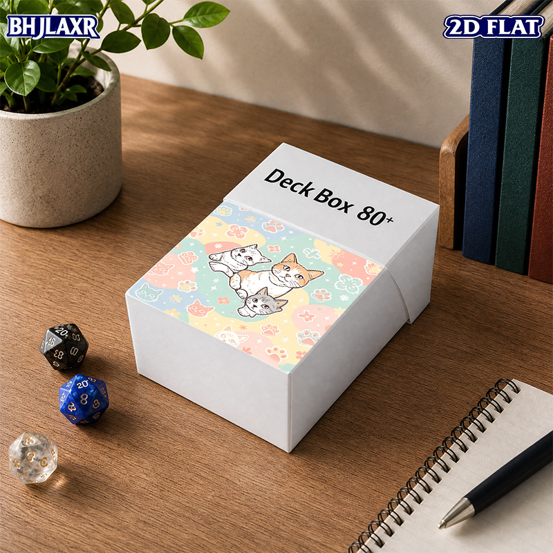 2D Flat Trading Card Storage Box with Cute Cat Pattern