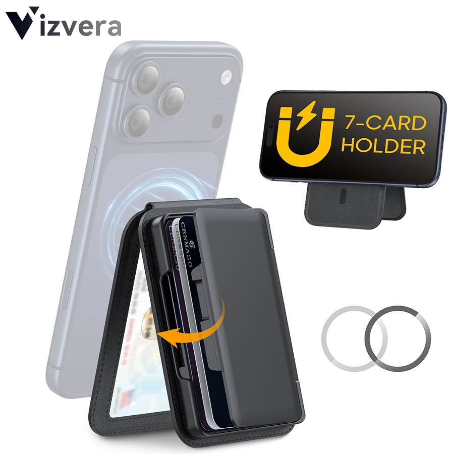 TEMU For Magnetic Wallet With Stand, Phone Wallet For Men Women, [hold 6-7 Cards] [rfid Blocking] [adjustable Stand] Magnetic Wallet For Iphone
