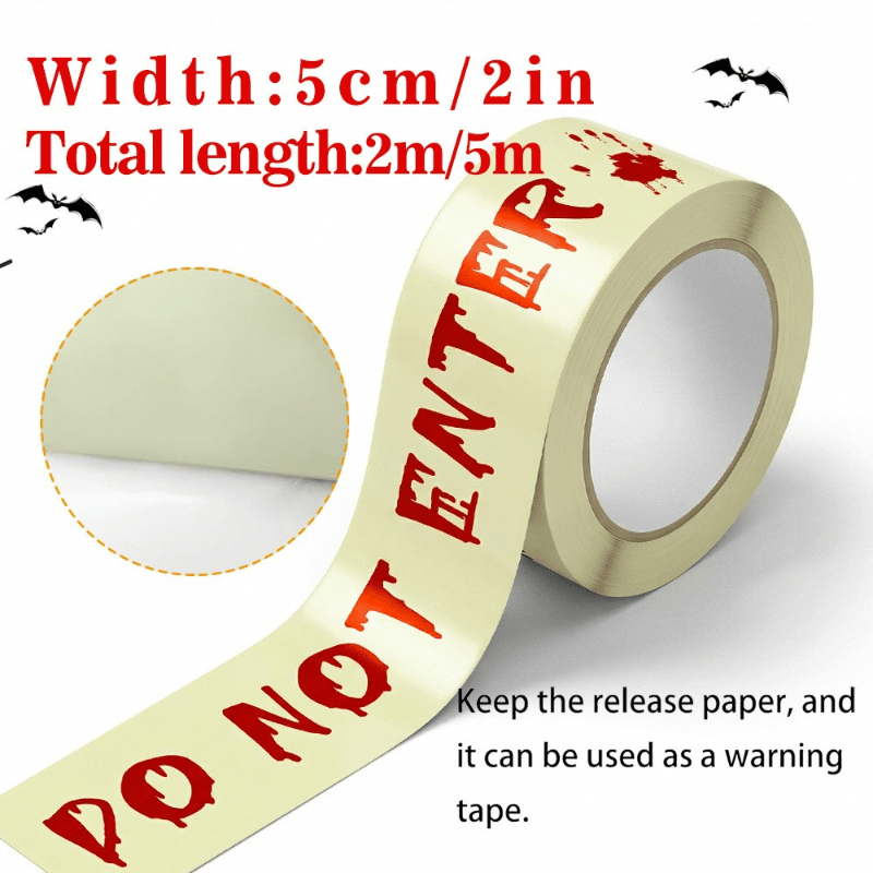 TEMU Bande Lumineuse d'Avertissement Halloween - 5Cm X 2M/5M, Bandes d'Identification Non Adhésives pour Fêtes Intérieures/Extérieures et Décoration